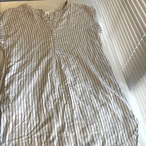 White and blue stripe dress